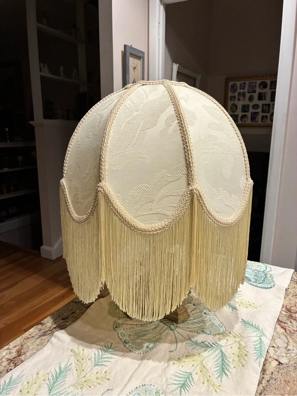 Victorian Style Lamp Shade, With fringes & Pearls